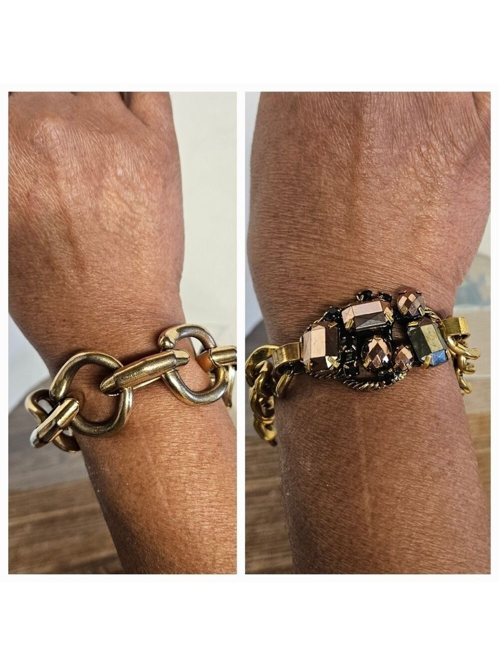 J. Crew Gold-tone Chain Link AND Rhinestone Chain Link Bracelets